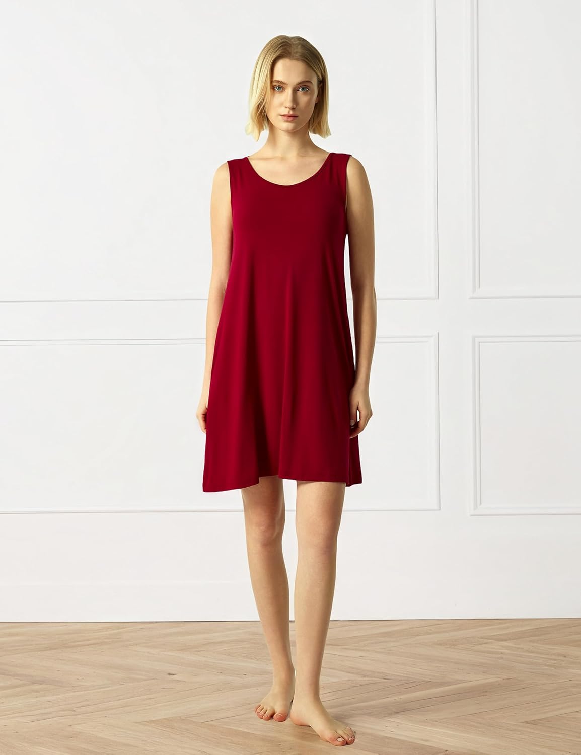 GYS Bamboo Viscose Women's Nightgowns Sleeveless Soft Summer Tank Sleepwear with Pockets
