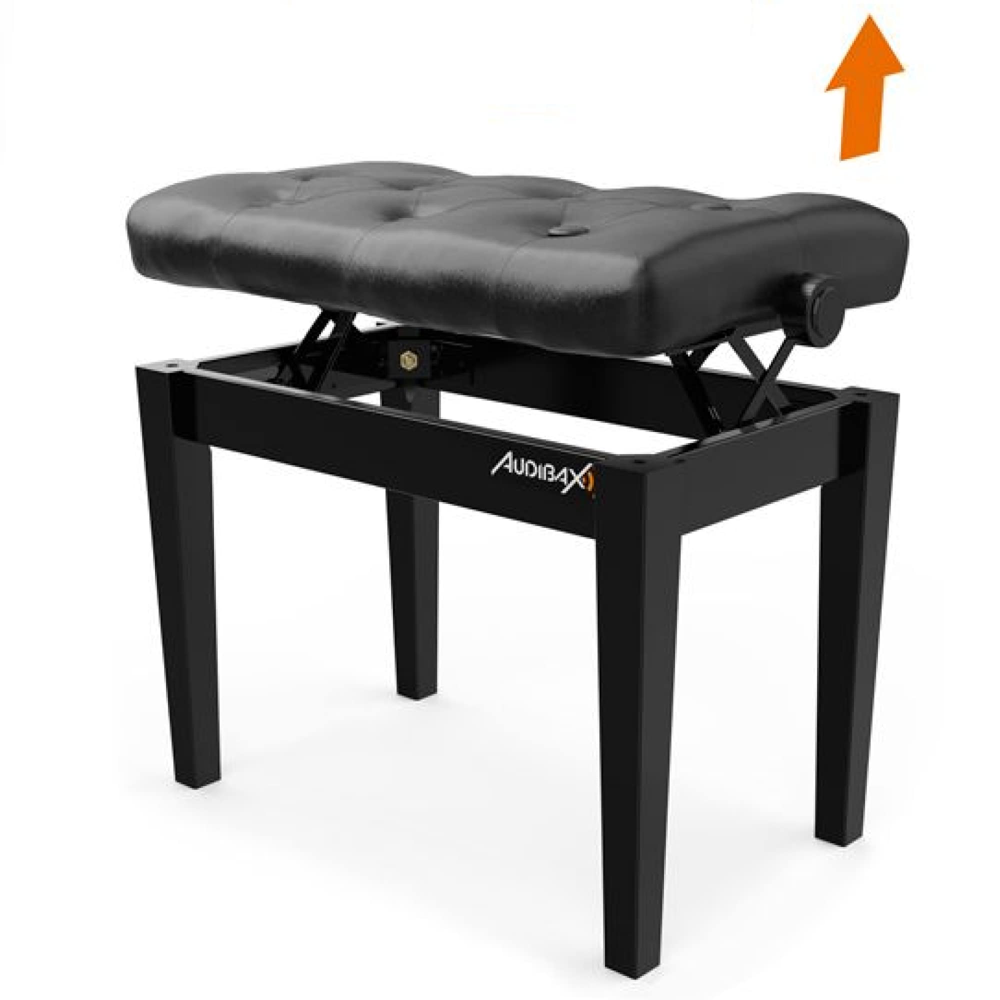 Audibax KB500B Banco para Piano/Teclado Ajustable Regulable. Acolchado. Negro