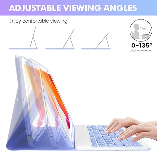 Miniatura 8 de LAMA Funda de teclado inalámbrico con mouse para iPad de 10.2 pulgadas, 9 8 y 7 generación, teclado Bluetooth desmontable con soporte para lápiz