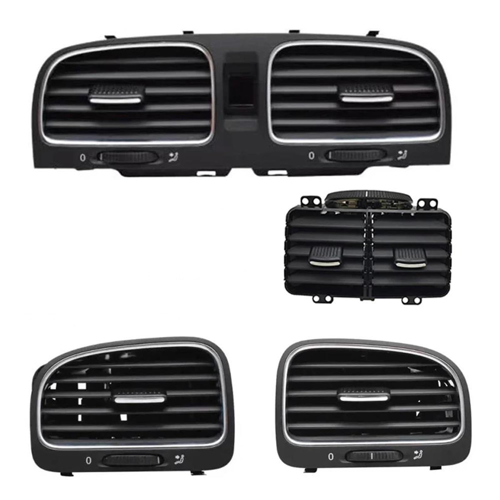 Ysdsls 4 Pcs Air Vent Panel For Car Black Front Panel Console Vents Dash Louver Air Conditioner Vent Outlet For Vw For Golf 6 Mk6 5K0819728 5K0819703(4 Pcs)