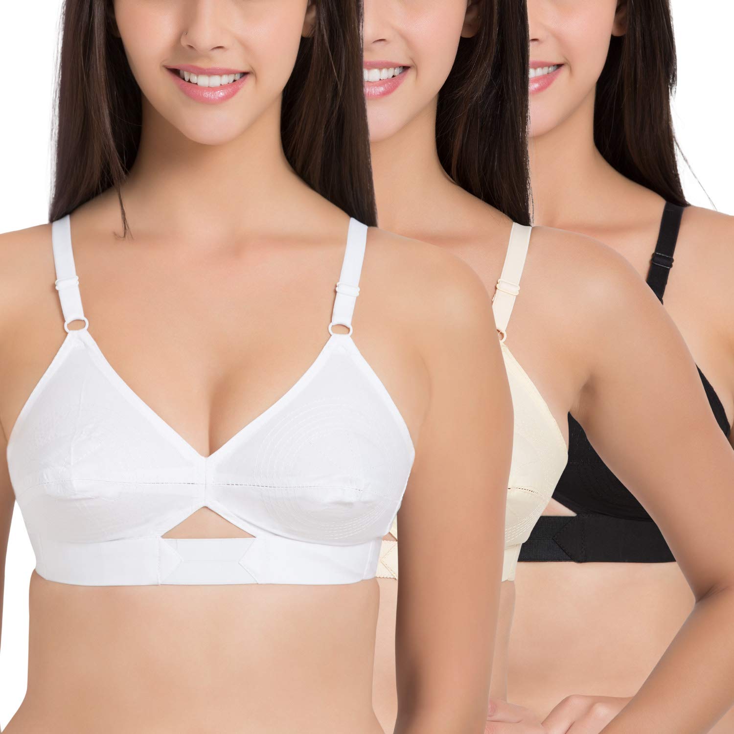 Centre-Fit 100% Cotton - Minimiser - Non-Padded, Full Coverage, Wireless, Seamed Bra-image-19