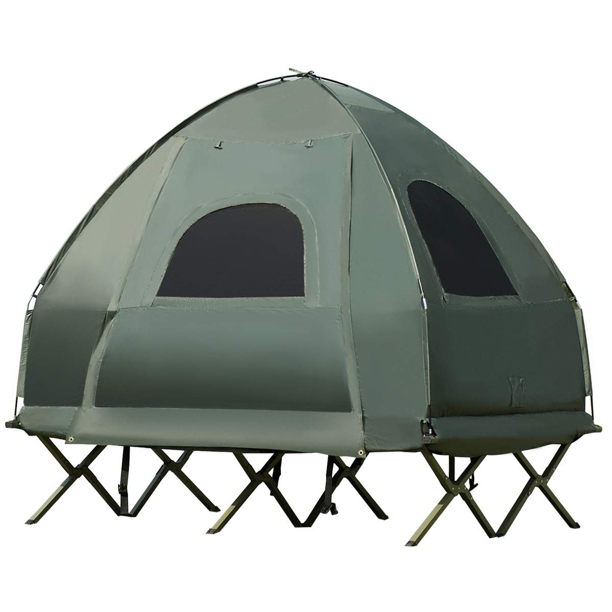 GYMAX Camping Tent Cot, Folding Tent Combo with Air Mattress & Sleeping