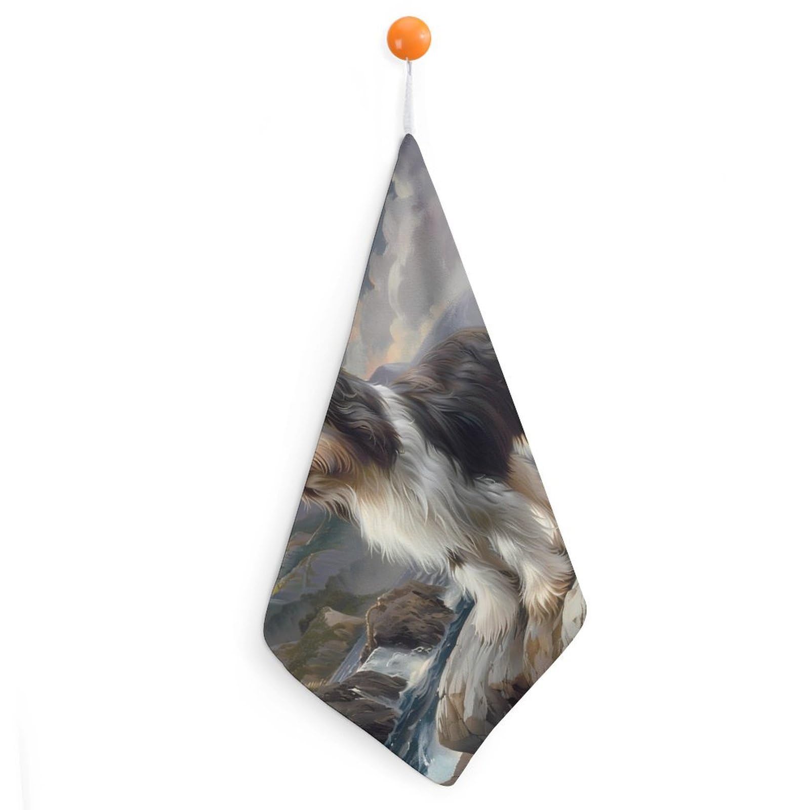 TXFBTRFSA Bearded Collie Hand Towels with Hanging Loop Kitchen Towel Handkerchiefs Cleaning Cloths