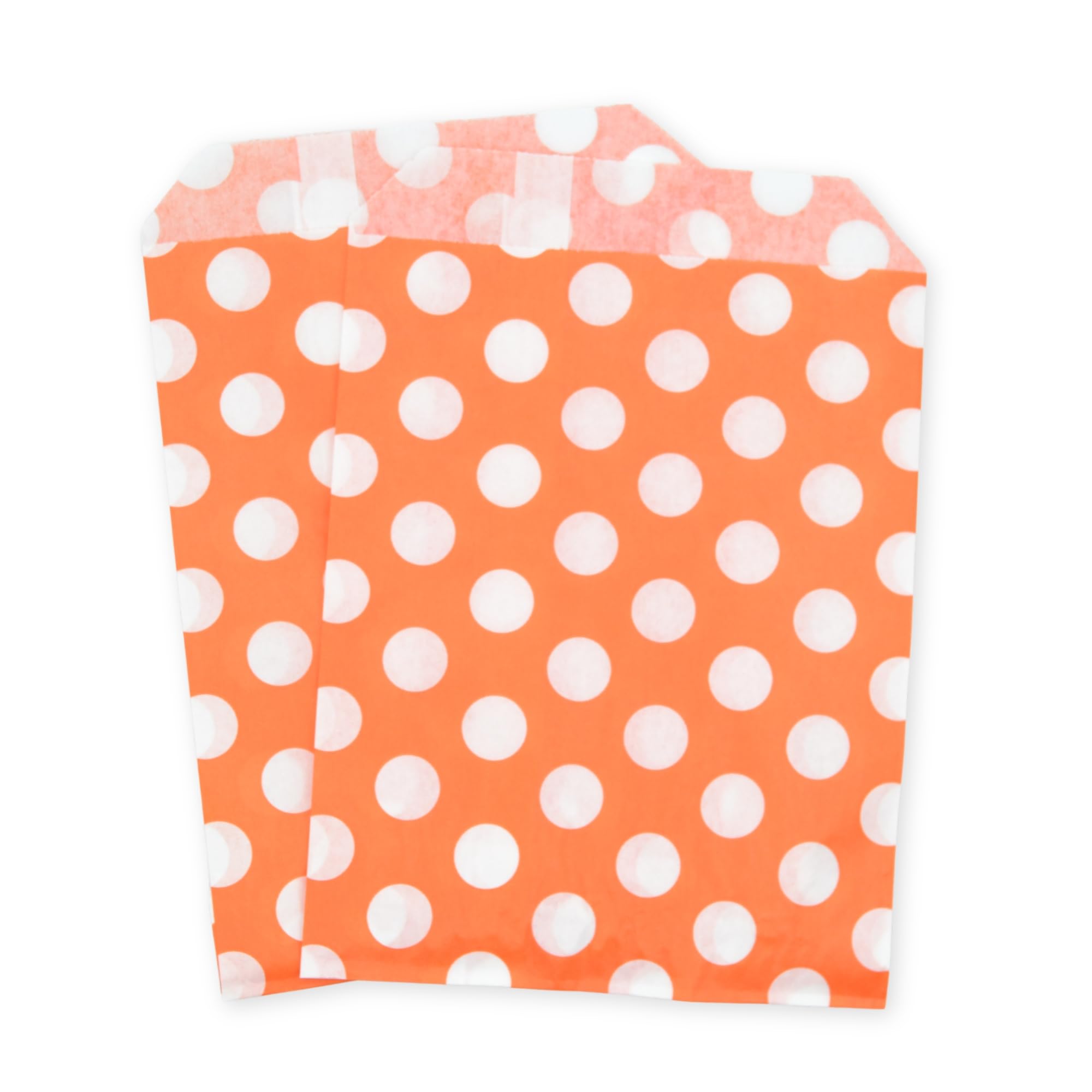 celloexpress 7" x 9" Orange Polka Dot Paper Sweet Bags - Classic Confectionery Gift Shop Goodie Party Bags (Pack of 250)