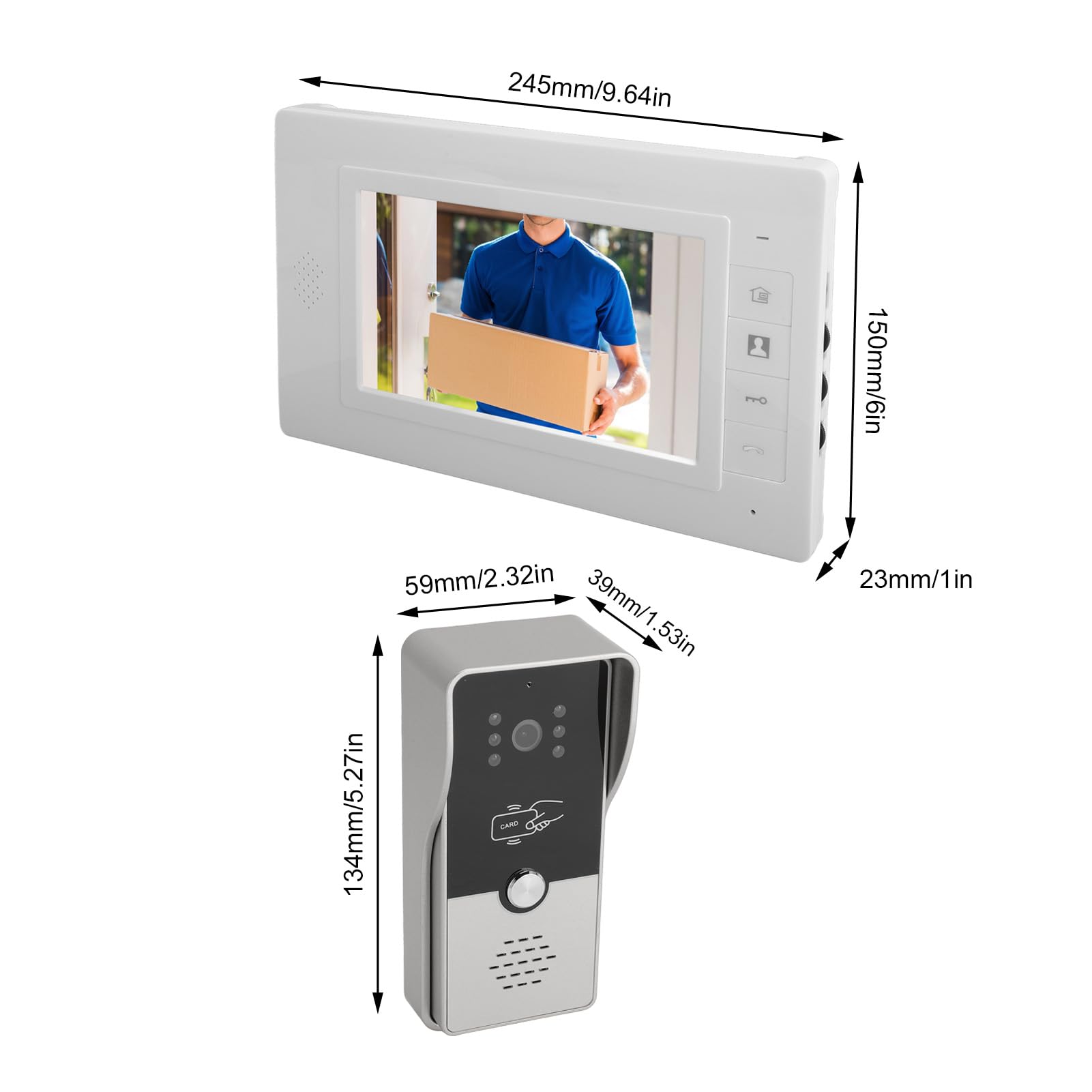 Cámara de Timbre con Video, Cámara de Video con Timbre Inalámbrico 1080P con Pantalla a Color de 7 Pulgadas, Visión Nocturna por Infrarrojos, Timbre con Video Gran Angular