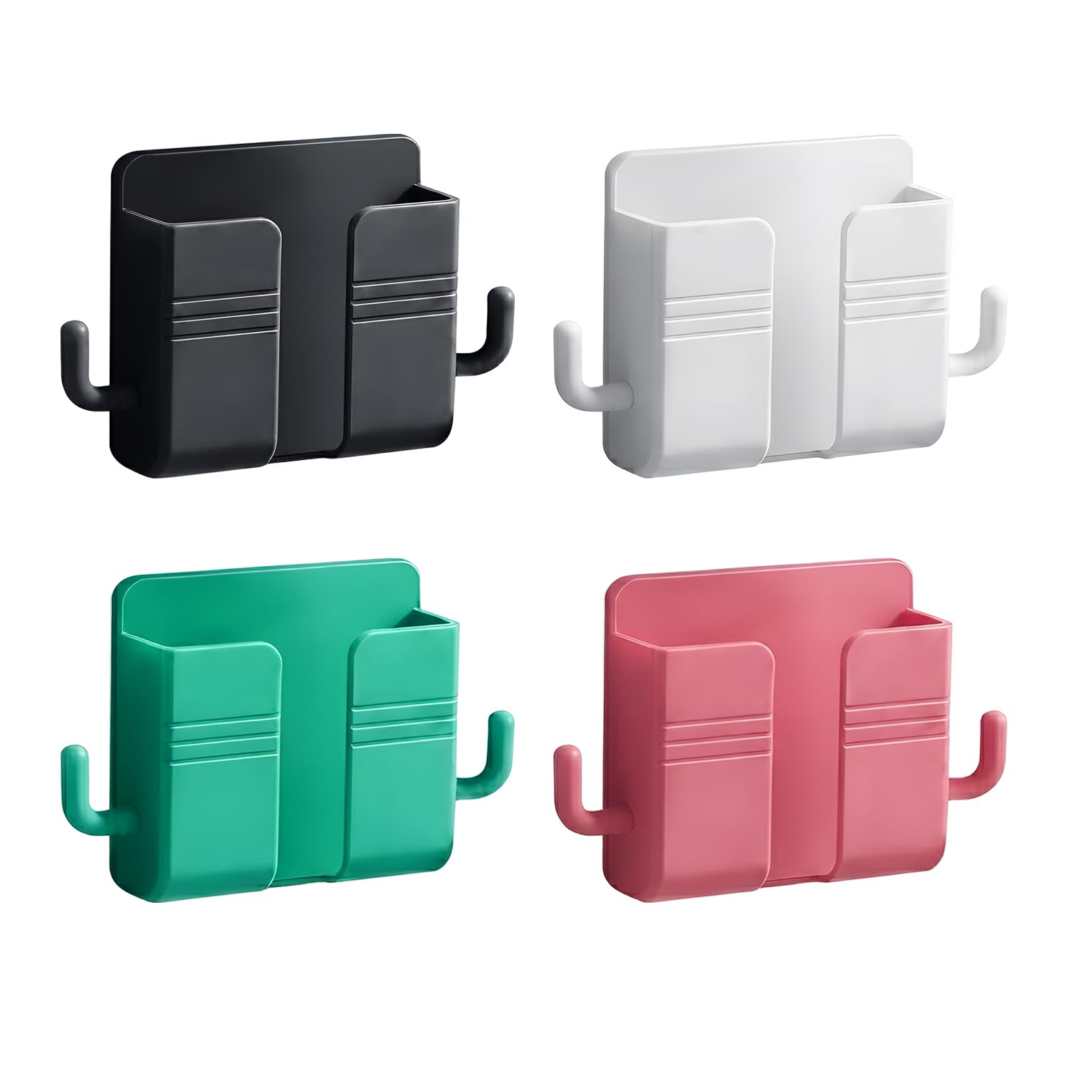 Prolet® Wall Mounted Mobile Holder, Key Holder with Storage Case for Remote & 2 Hooks, Multi-Purpose Wall Mount Stand for Phone/Remote & Accessories/Bedroom/Bathroom/Kitchen (Multicolour Pack of 4)-image-25
