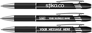 stika.co Bella - Bolígrafo de aluminio con botón de presión (20 unidades), color negro