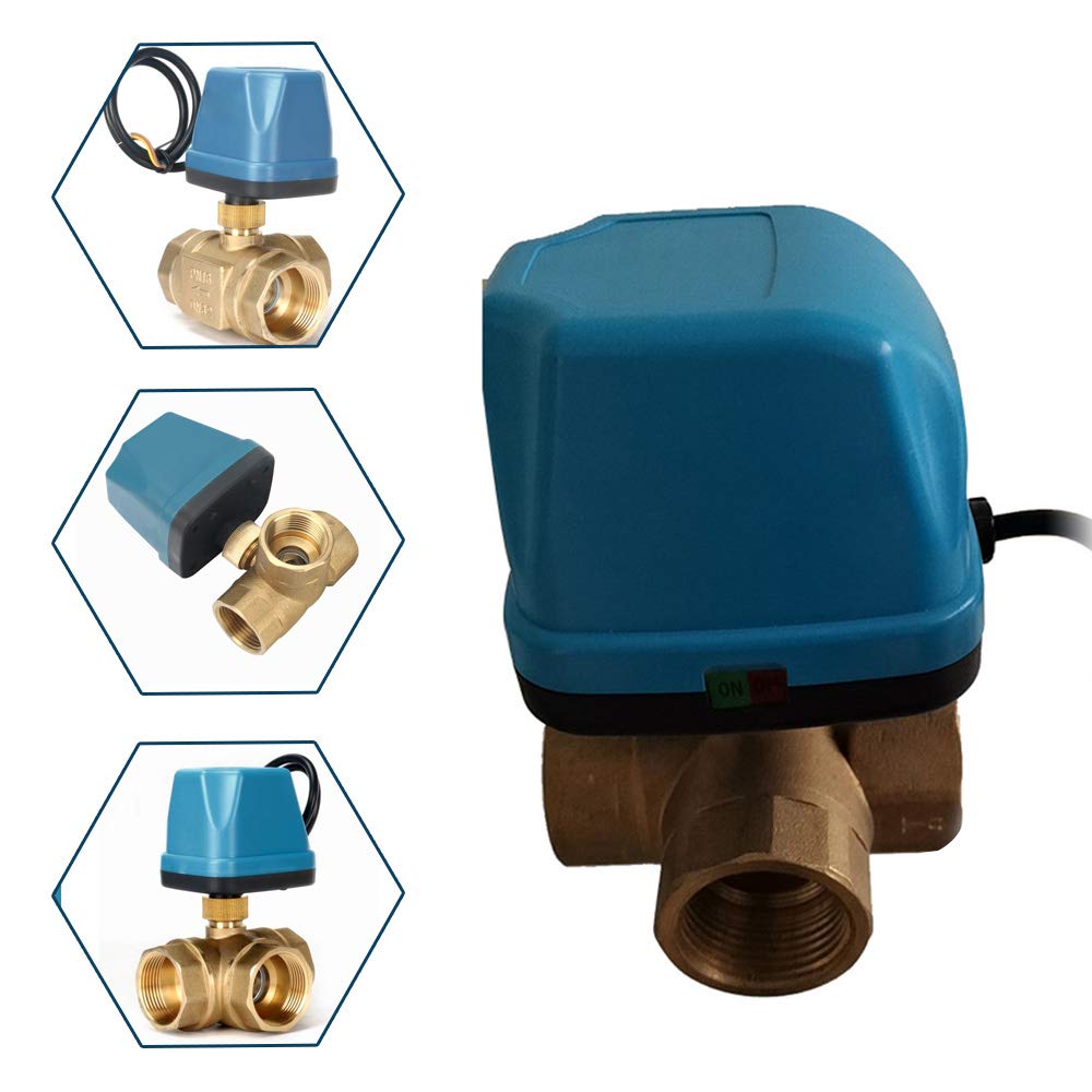 Válvula de conmutación de 3 vías, válvula de zona, válvula de bola, DN32, válvula eléctrica, válvula de motor, válvula de latón, válvula de bola de tres vías, para control de flujo, válvula de zona,