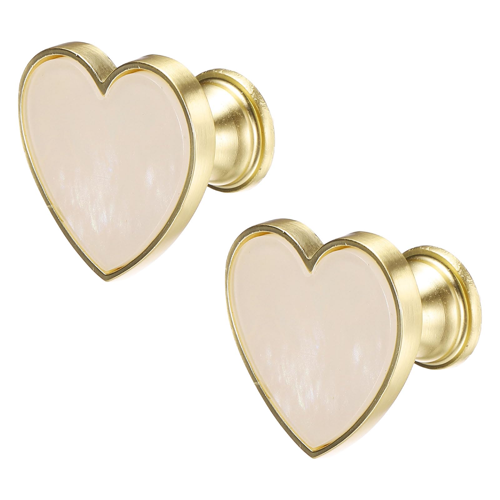sourcing map 2Pcs Drawer Knobs, Zinc Alloy Decorative Heart-Shaped Pull Handles with Screws for Furniture Dresser Wardrobe Cupboard, Beige