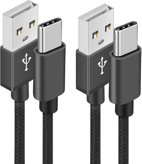 USB C Cable, [2Pack 2m] USB Type C Charging Cable Lead Nylon Braided USB C Charger Cable Compatible with Samsung Galaxy S10 S9 S8 S21 Plus S20 FE A12 A20 A70 A52 A51 A40 A41 A42 Note 20, Google Pixel