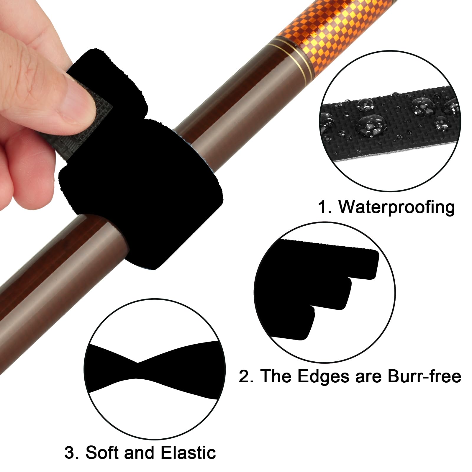 Annyswit 12 Pcs Adjustable Fishing Rod Straps Reusable Neoprene Ties Straps Elastic Fishing Rod Belt Ties for Fixing Fishing Rods Spinning & Sea & Feeder & Carp Rod Protection - Image 3