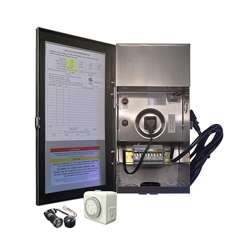 COLOER Transformador de bajo voltaje de 300 W (12 V-13 V-14 V-15 V) con temporizador y fotocélula para iluminación de paisaje al aire libre, luz de