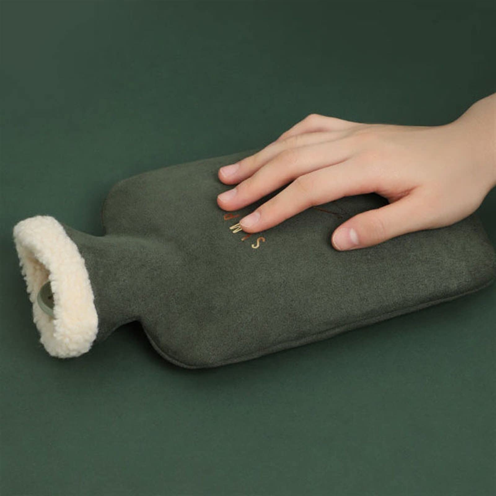 Wärmflaschen-Tasche, Hand-/Fußwärmer, 1000 ml, Elch-Winter-Wärmflaschen mit dickem PVC-Innenfutter und gemütlichem, flauschigem Plüsch-Kunstfellbezug für Hände, Füße, Bauch, Beine, warme Wassertasche