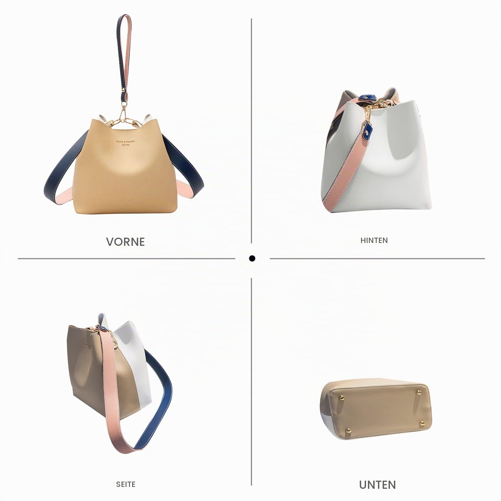 NICOLE & DORIS Frauen Tasche Mittelgroße Umhängetasche Designer Schultertaschen Weiche Ledertasche Handtasche Damen Shopper Beuteltasche Grau
