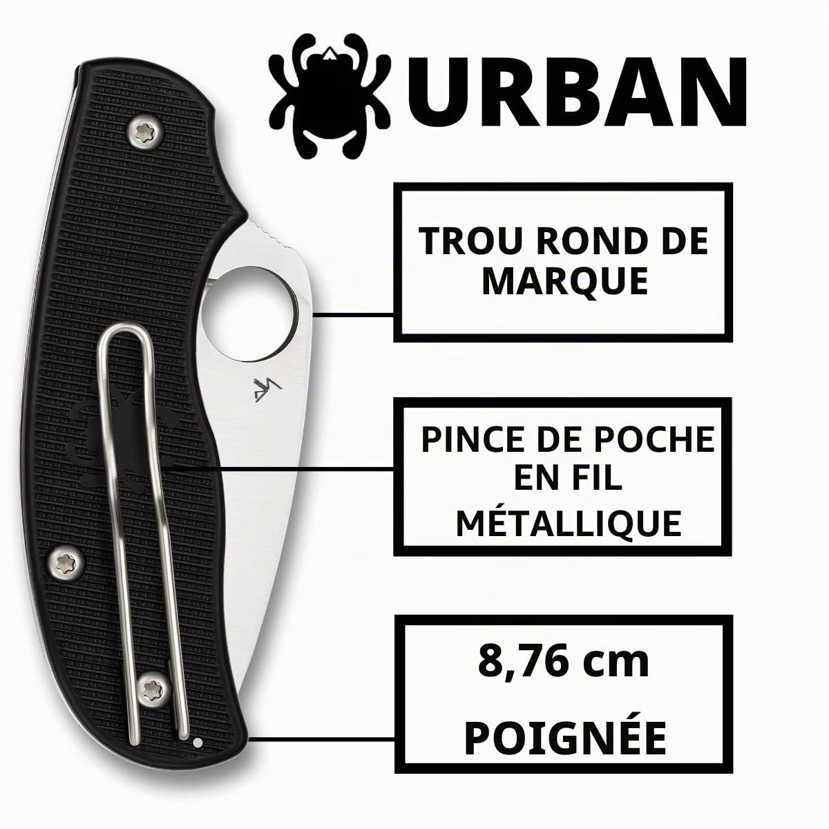 Spyderco Mixte Urban Lightweight Slipit Couteau SPYDERCO C127PBK, Noir, 9 cm EU
