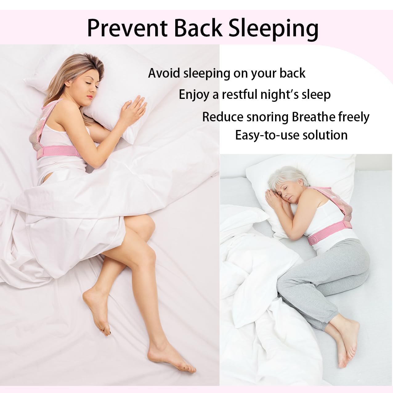 Side Sleep Apnea Devices Adjustable Back Sleeping and Snoring Relief(Pink) — Amazon image 5