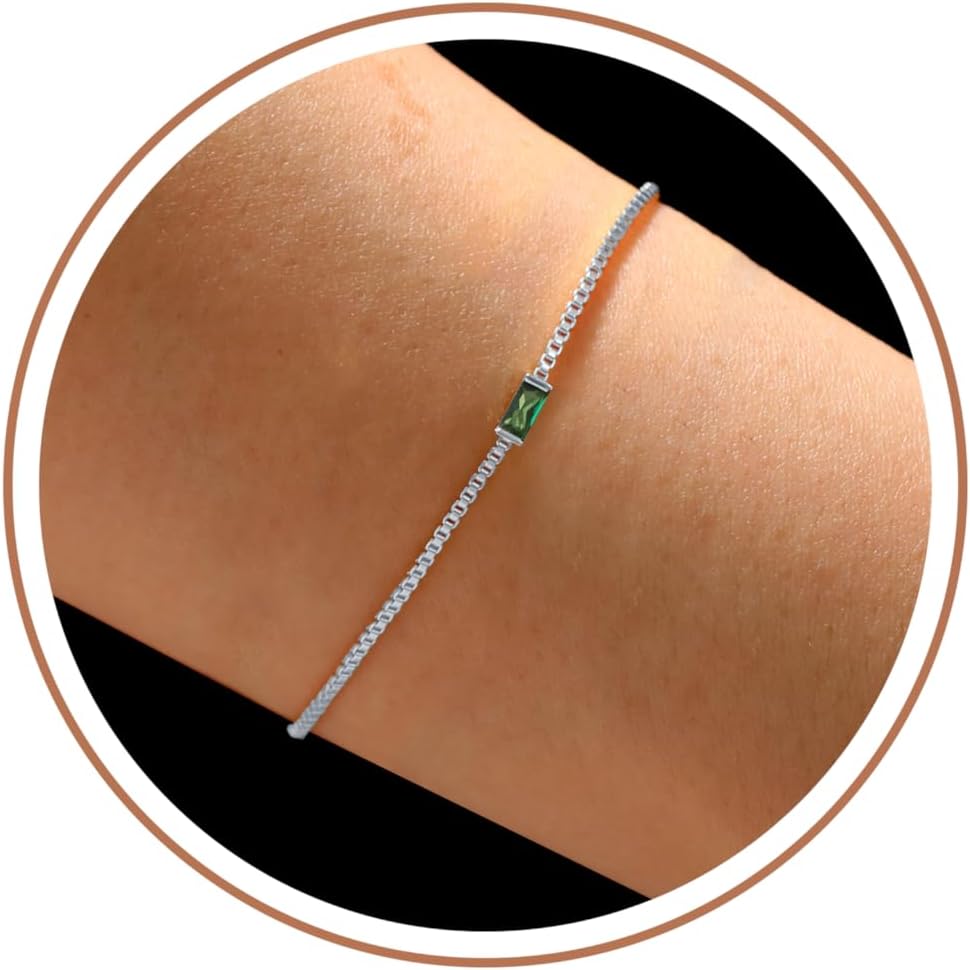 JSJOY Birthstone Bracelets for Women Gold Dainty Link Bracelet Birthstone Jewelry Birthday Gifts for Women Her Mom Wife Girlfriend Anniversary Jewelry