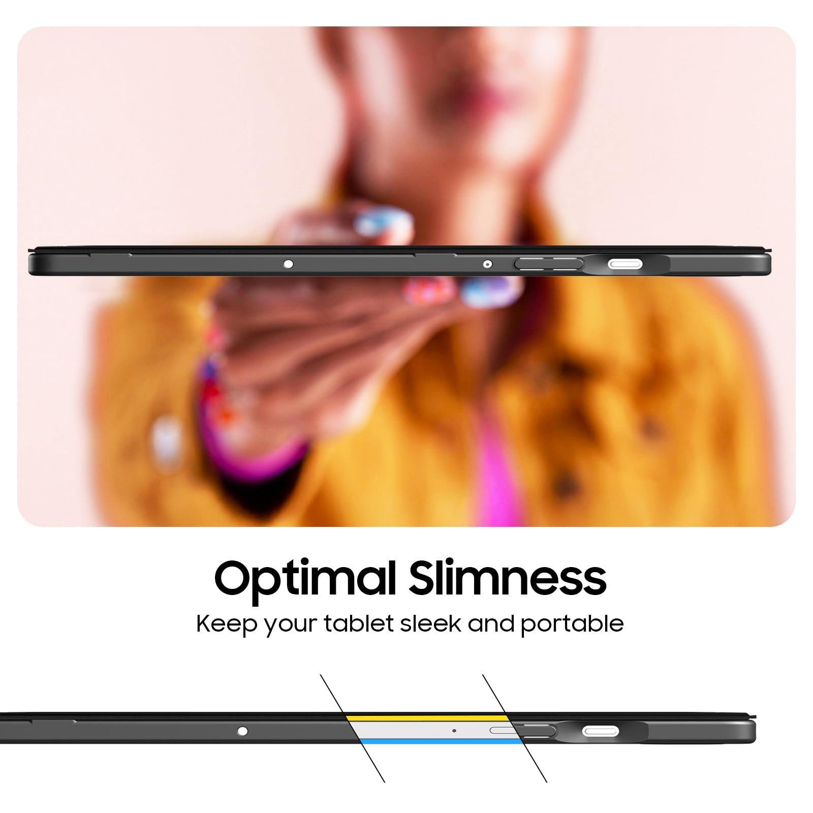 Fintie Hybrid Slim Case for Samsung Galaxy Tab S9 FE 5G 10.9 Inch/Galaxy Tab S9 11 Inch 2023 with S Pen Holder, Shockproof Cover with Clear Transparent Back Shell, Auto Wake/Sleep, Black