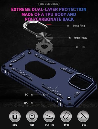 Miniatura 3 de KKBL - Funda para teléfono compatible con iPhone 11, contraportada con protección contra golpes, anillo con función atril, color azul