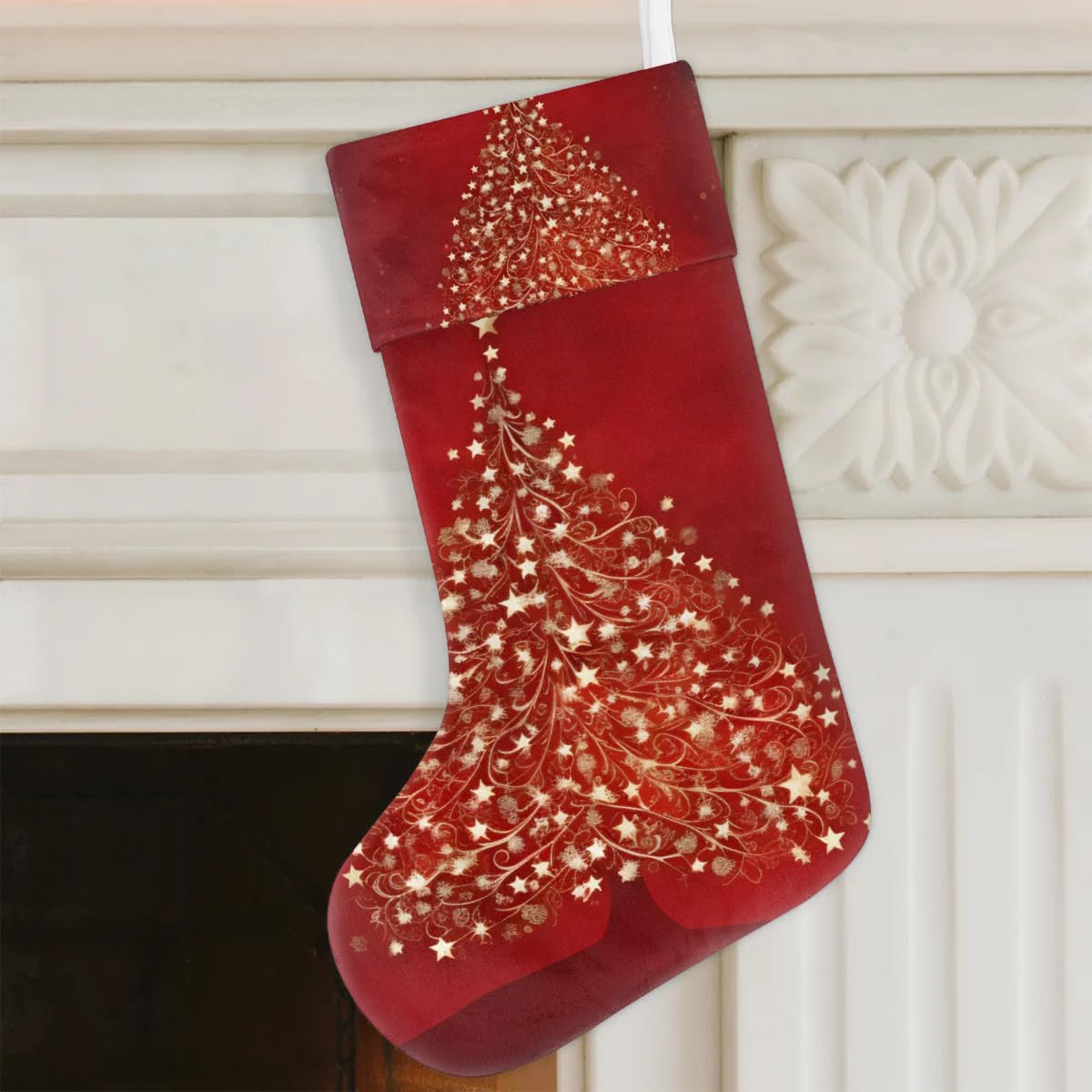 Christmas Stockings, 17.7in Christmas Tree Xmas Stocking Gift Treat Bags Bright Tree Xmas Stocking Hanging Ornaments for Xmas Party Gift Filler Fireplace Christmas Tree Decoration