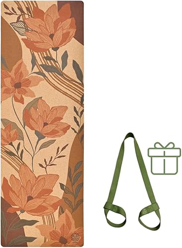 Miniatura 10 de Esterilla de yoga de corcho con base de goma natural, tamaño extra, grosor y soporte, excelente cojín y agarre, antideslizante, no tóxico,