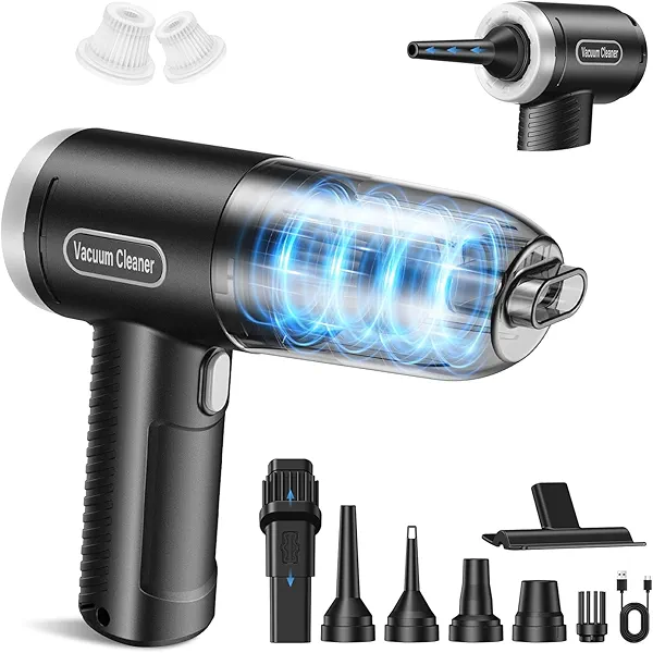 Abanso Car Vacuum Portable Cordless, 9000Pa Handheld Vacuum Mini Vacuum Cleaner High Power with Best Suction, 4 in 1 Air Duster Portable Vacuum for Car Keyboard Home Pet Hair with Multi-Nozzles
