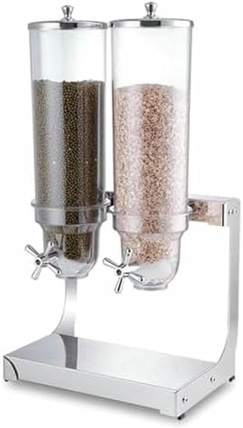 Countertop Capacity Cereal Dispenser,Self Serve Refillable Stainless Steel Nuts Dispenser w/PC Bucket &Steel Base