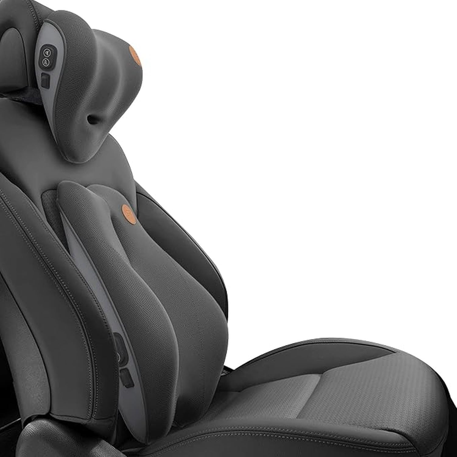 Poduszka lędźwiowa pod plecy do biura i samochodu, wygodna poduszka na szyję z pianki memor, pokrowiec mesh 3D, ulga w bólu karku, Black-charged, Massage