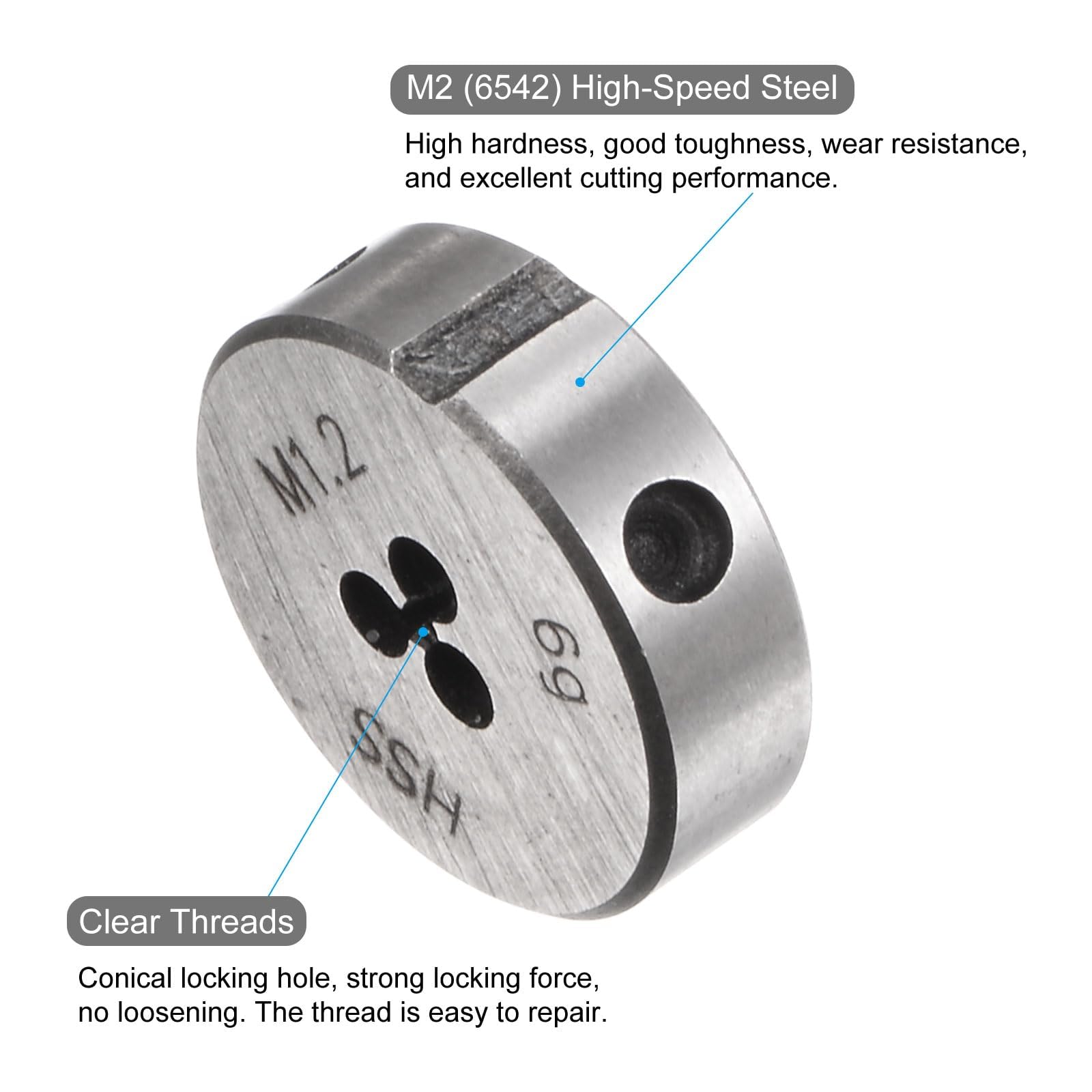 TA-VIGOR 1pc M1.2 x 0.25 Metric Adjustable Threading Die - Image 3