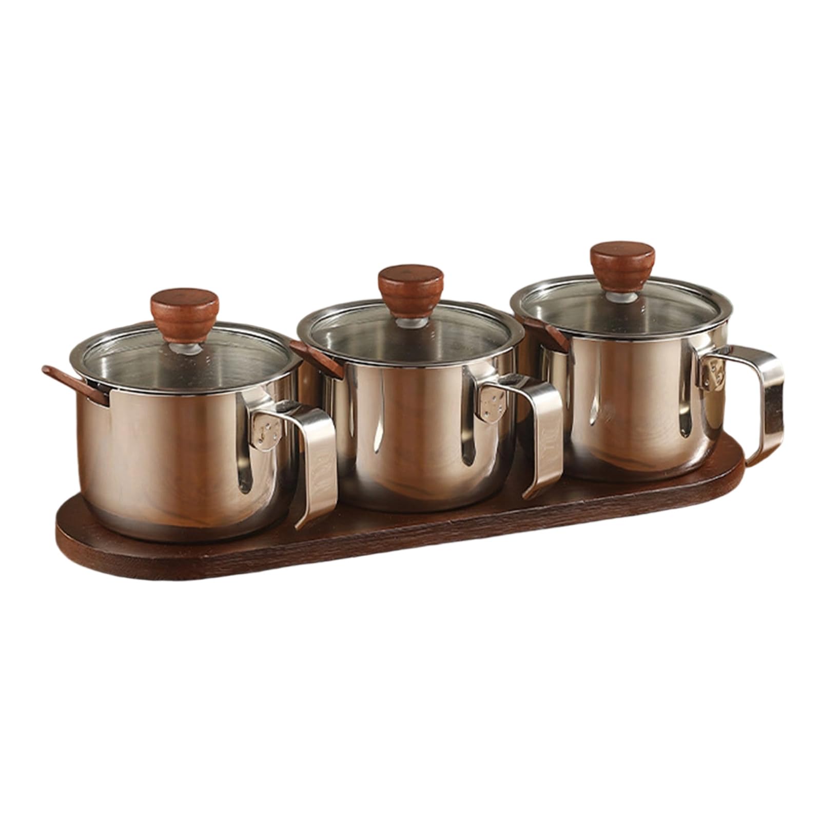 HDOYTXXM Against Oxidation Kitchen Seasoning Bottles with Wide Opening Plan and Natural Wooden Planner 4 Pack Tight Rustless Seasoning Canisters Kitchen Storage