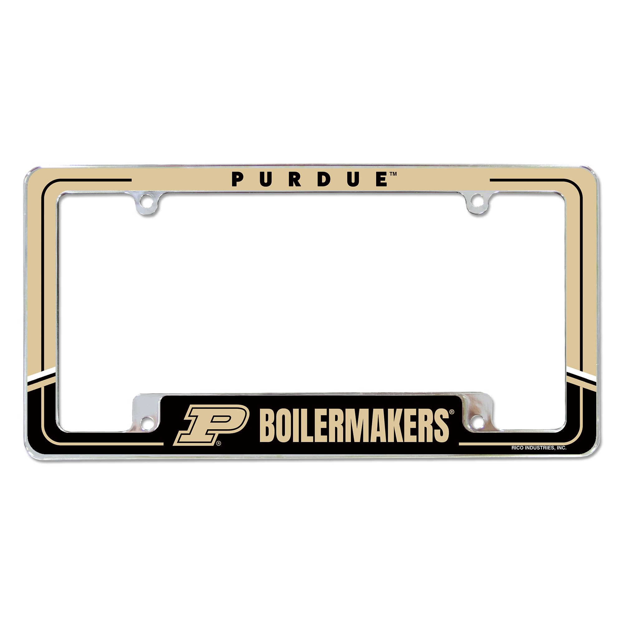 Rico Industries NCAA Purdue Boilermakers Two-Tone 12" x 6" Chrome All Over Automotive License Plate Frame for Car/Truck/SUV