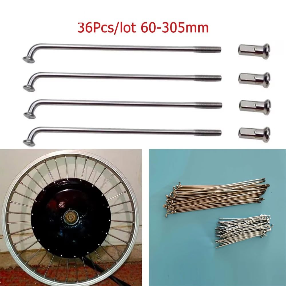 Parte della Bici 36 pz/Lotto Raggi della Bicicletta Elettrica con Capezzoli 12G 60mm-305mm E-Bike Ruota Pneumatico in Acciaio Parti della Bici Ciclismo(305MM)