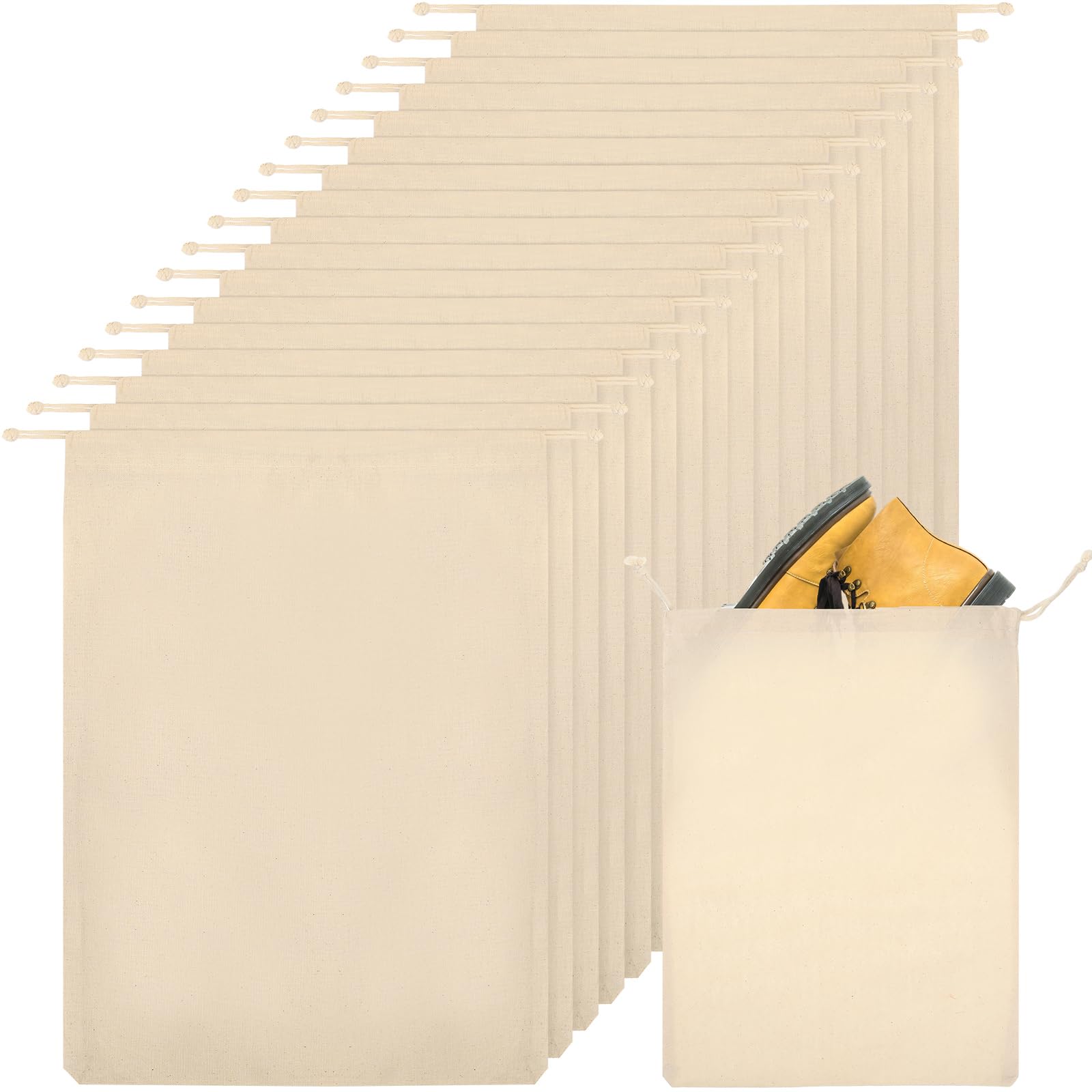 Hillban Shoes Bag for Travel Storage Dust Proof Cotton Drawstring Bag Breathable Pouch for Travel Home Pantry Accessories