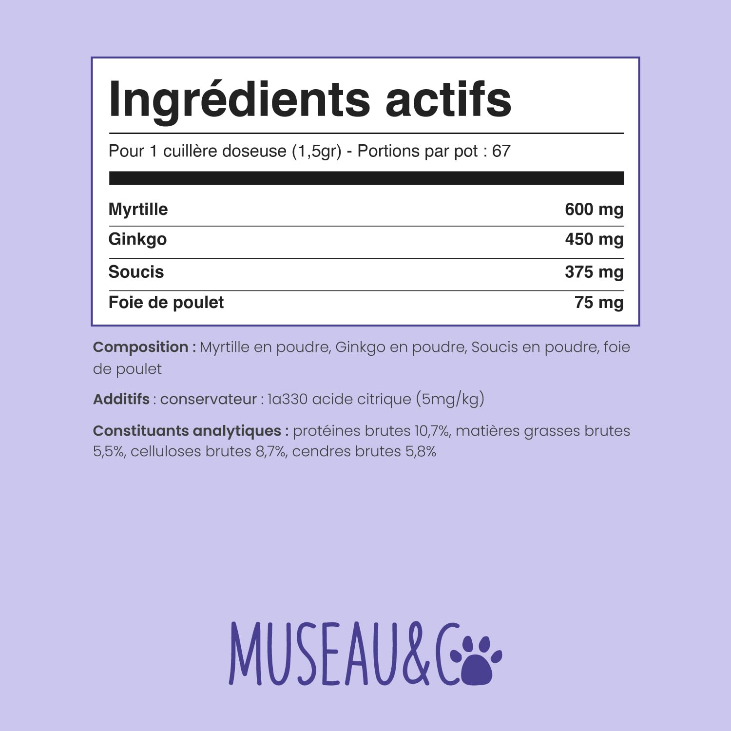 Vision 100g – Complément oculaire Naturel pour Chien et Chat | Myrtille, Ginkgo, Souci | Antioxydants & Microcirculation | Soutien du Confort visuel | Appétent au Foie de Poulet
