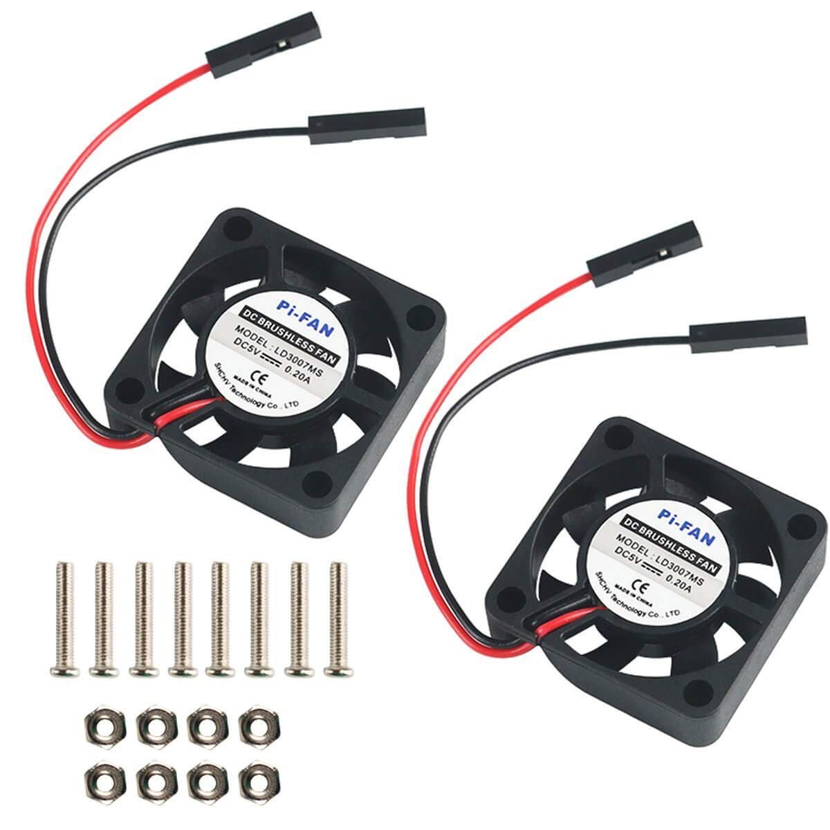 MakerHawk 2 x Mini Lüfter Bürstenlose Lüfter Kühler Trennschnittstelle DC 3,3 V 5 V 30x30x7 mm kompatibel mit Raspberry Pi 2B / 3B / 3B + / 4B und Pi Zero/Zero W