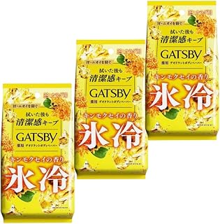 【セット販売】【医薬部外品】 氷冷 清涼成分（メントール）高配合 ボディペーパー 殺菌 制汗 デオドラント 汗拭きシート セット 30シート×3袋 (キンモクセイの香り)