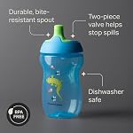 Tommee Tippee Sporty Bottle, 10oz Sippy Cups for Toddlers 1-3, Spill-Proof, Bite Resistant Spout, Easy to Hold Design, BPA Free, Pack of 3, Orange, Green and Blue
