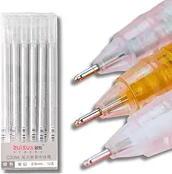 Conjunto de 6 canetas Gel Ponta fina de 0.6mm | Canetas de tinta branca, dourada e prateada para desenho artístico em papel preto, esboços e lettering Premium (Prateada)