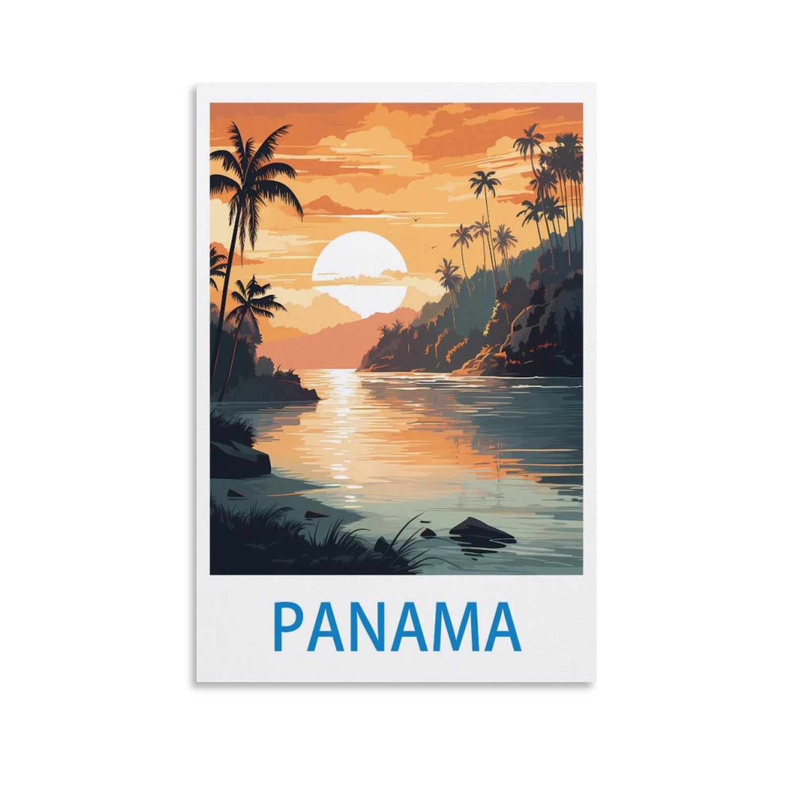 Panama Vintage Travel Posters 12x18inch(30x45cm) Canvas Wall Art Poster Prints, Bedroom Living Room Decoration Painting
