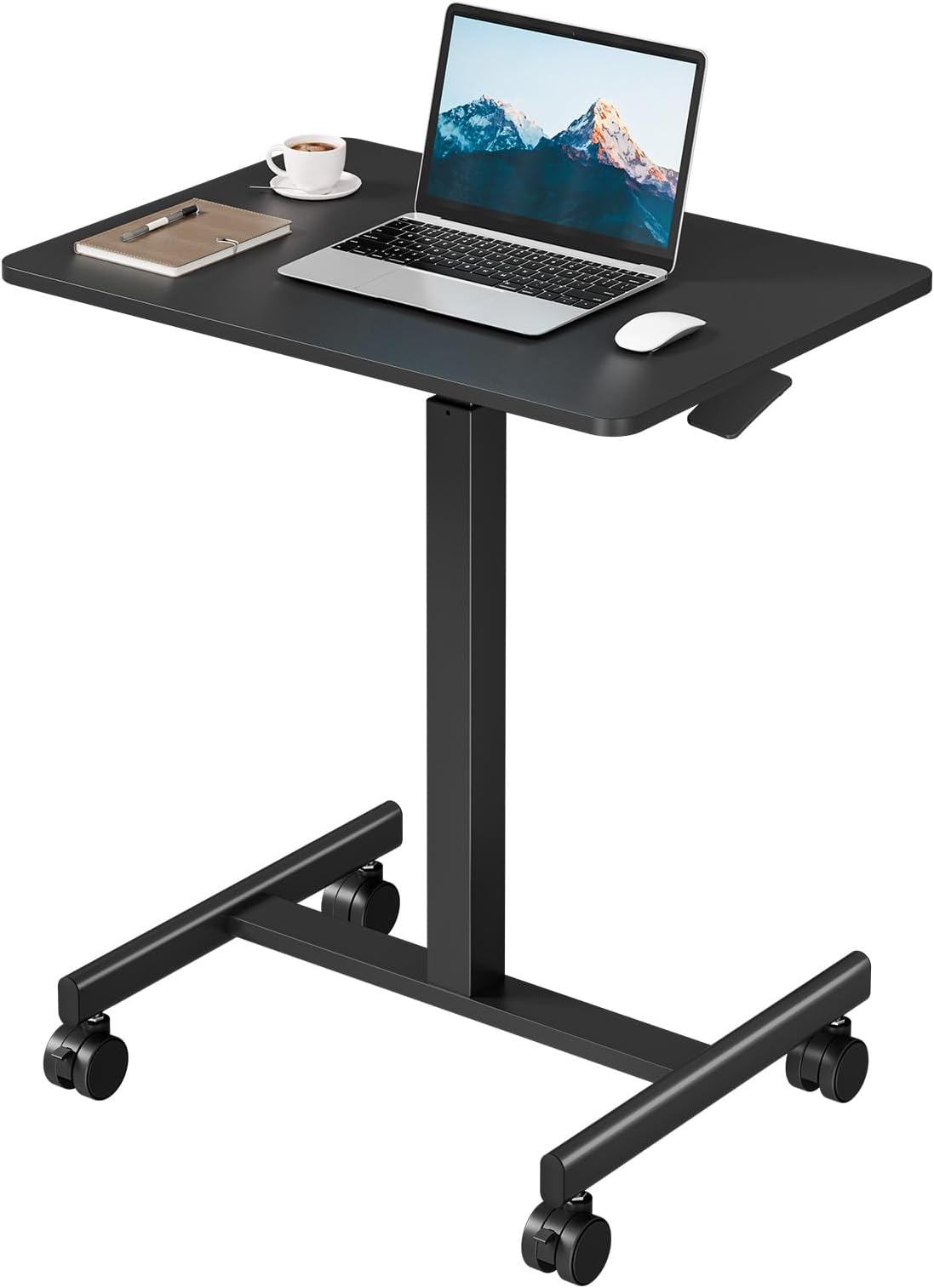 DUMOS Mobile Rolling Desk with Wheels, Small Standing Desks Black