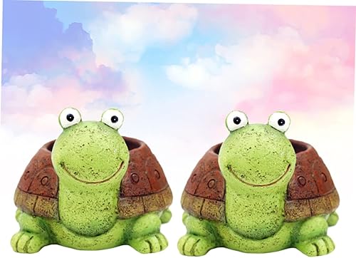 Miniatura 5 de Yardwe Moldes únicos de tortuga para suculentas, mini macetas de resina para macetas en casa y oficina