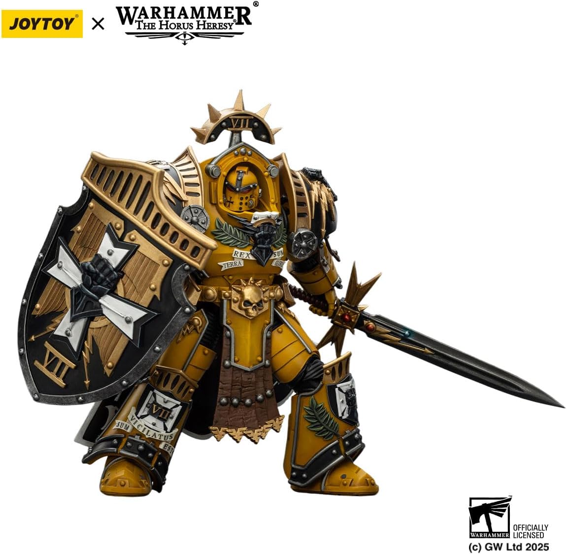 JOYTOY Action Figures Warhammer 40K 5.6inch Imperial Fists Legion Praetor in Tartaros Terminator Armour with Power Sword and Vigil Storm Shield 1/18 Movable Model Collectible Figurine Ages 15+