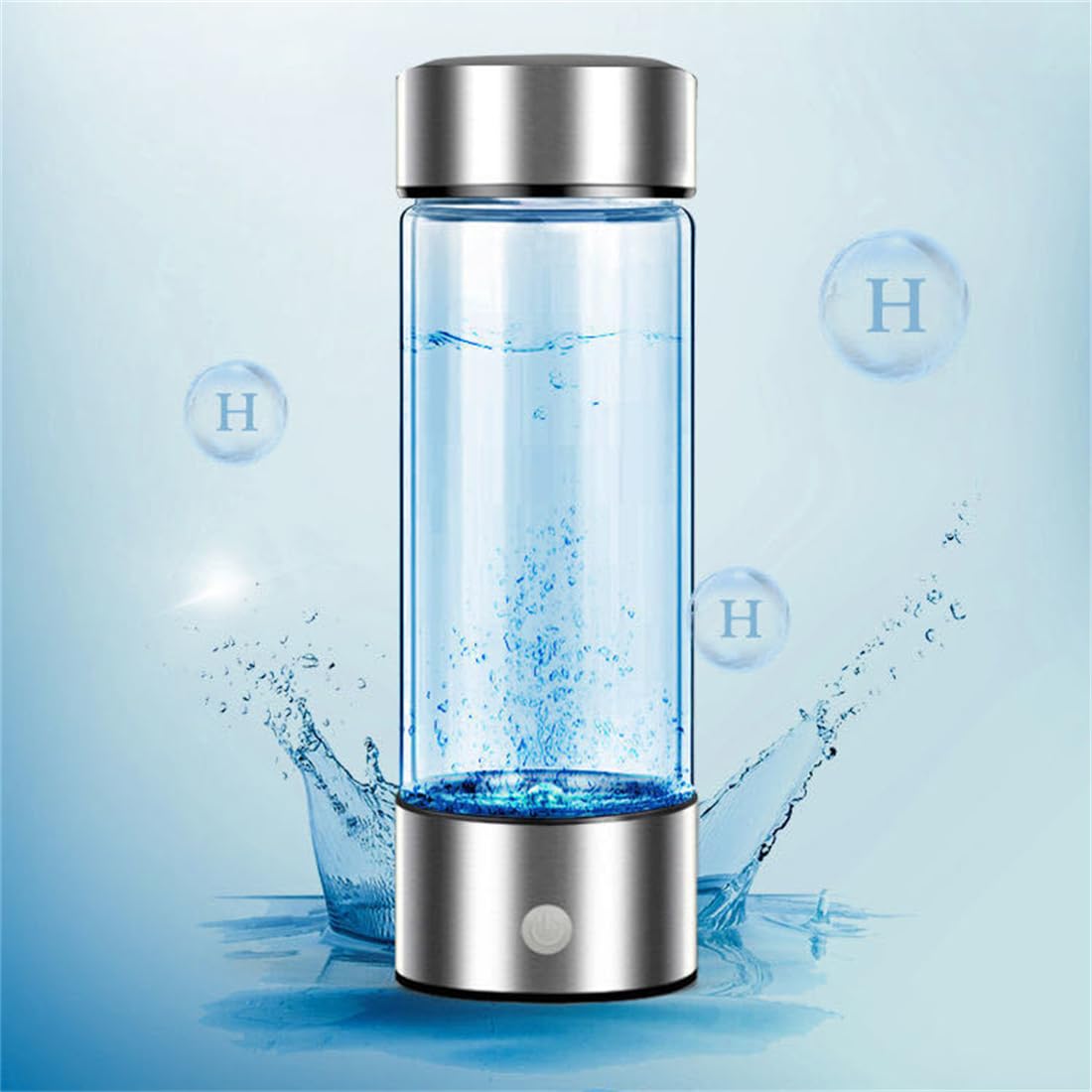 MEIION 420 ml Wasserstoff-Wasserflasche – SPE & PEM-Technologie für 3000+ ppb in 3 Min, Premium Borosilikatglas & Edelstahl, USB-C – ideal für Büro, Reisen, Sportler & Gesundheitsbewusste