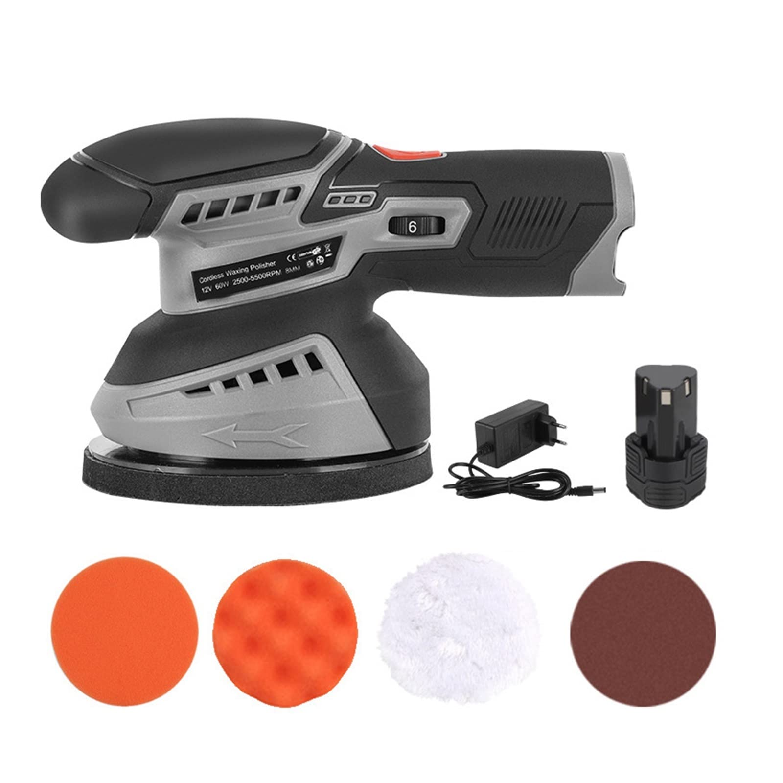 Lithium Battery Polishing Machine Car Polishing Waxing Cleaning to Scratches Portable Household Car Eccentric Waxing Machine(One Battery)