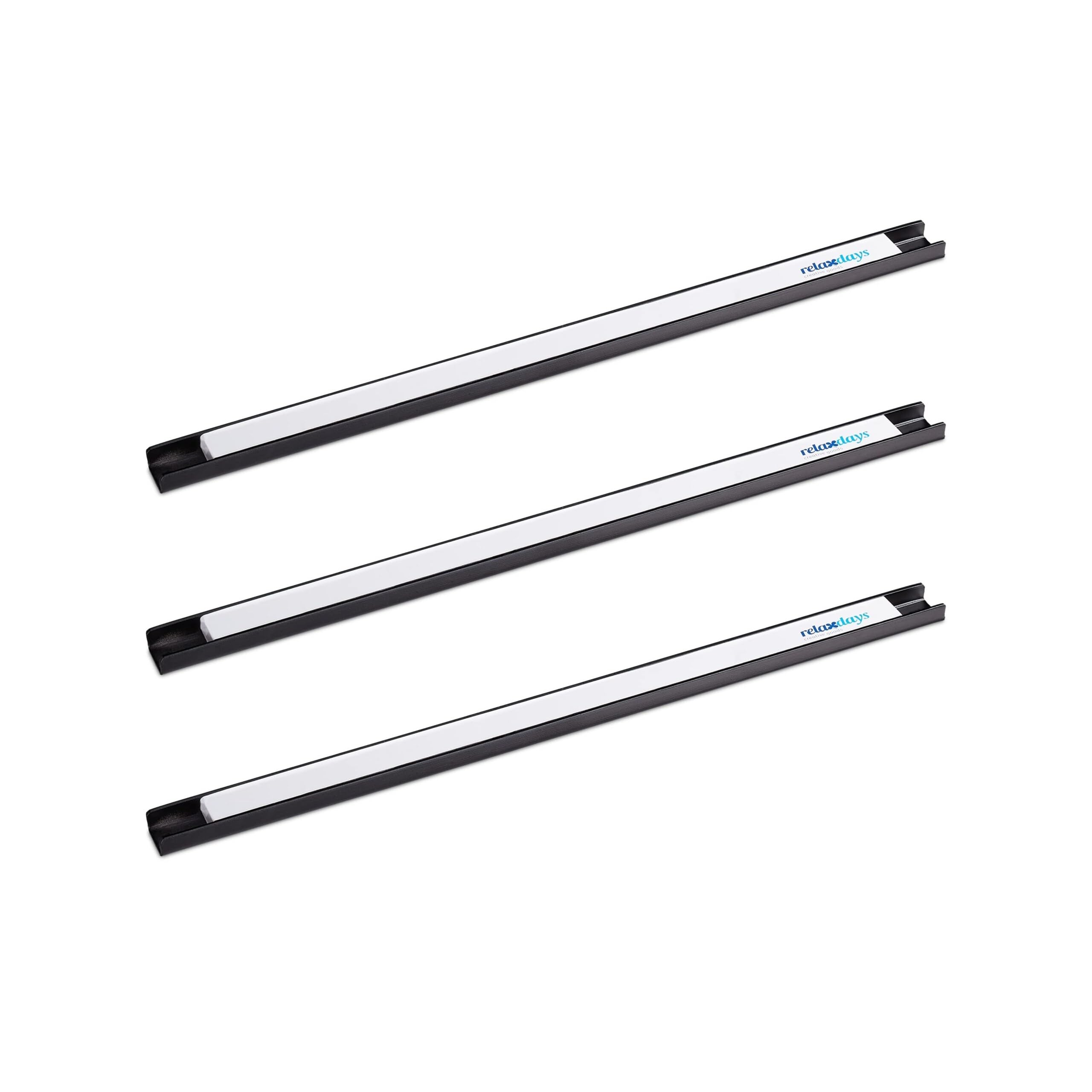 Relaxdays Barra Magnetica in Set da 3, per Attrezzi, Officina, Garage, Ufficio, Lunghe 45 cm, in Acciaio, Nero/Bianco