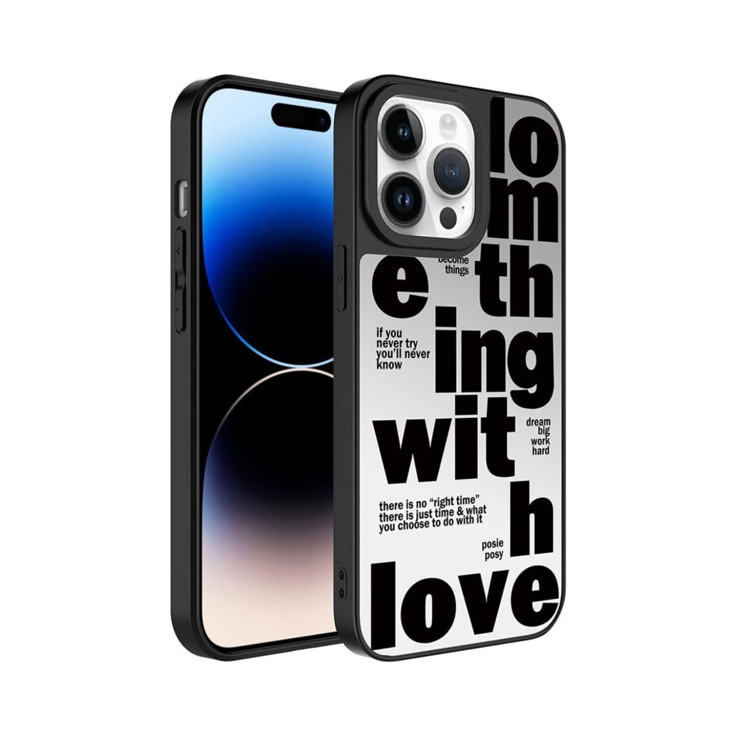 PSR Aksesuar iPhone Serisi Uyumlu Kılıf - Aynalı Desenli Kamera Korumalı Mirror Kapak (Love, iPhone 11 Pro Max)