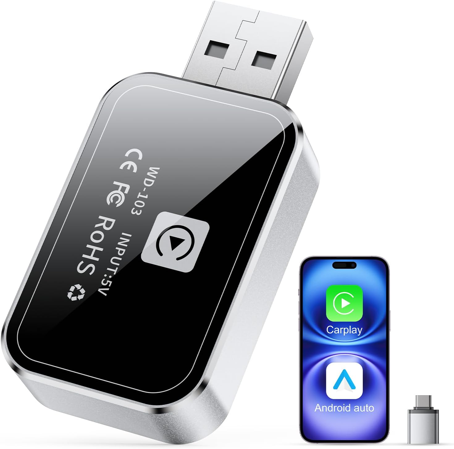 Wireless CarPlay Adapter for Convert Wired to Wireless Car Play Adapter - No Latency from iOS 10+
