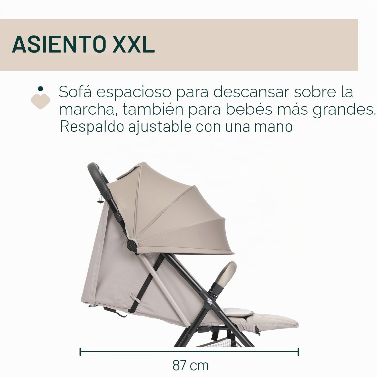Chicco Silla de Paseo Ligera Taormina, Desde nascimiento hasta 22 Kg, Carrito Bebé, Plegado con una sola mano, Compacto y Ligero, Capota con Protección UV50+, Respaldo Ajustable y Reclinable, Beige