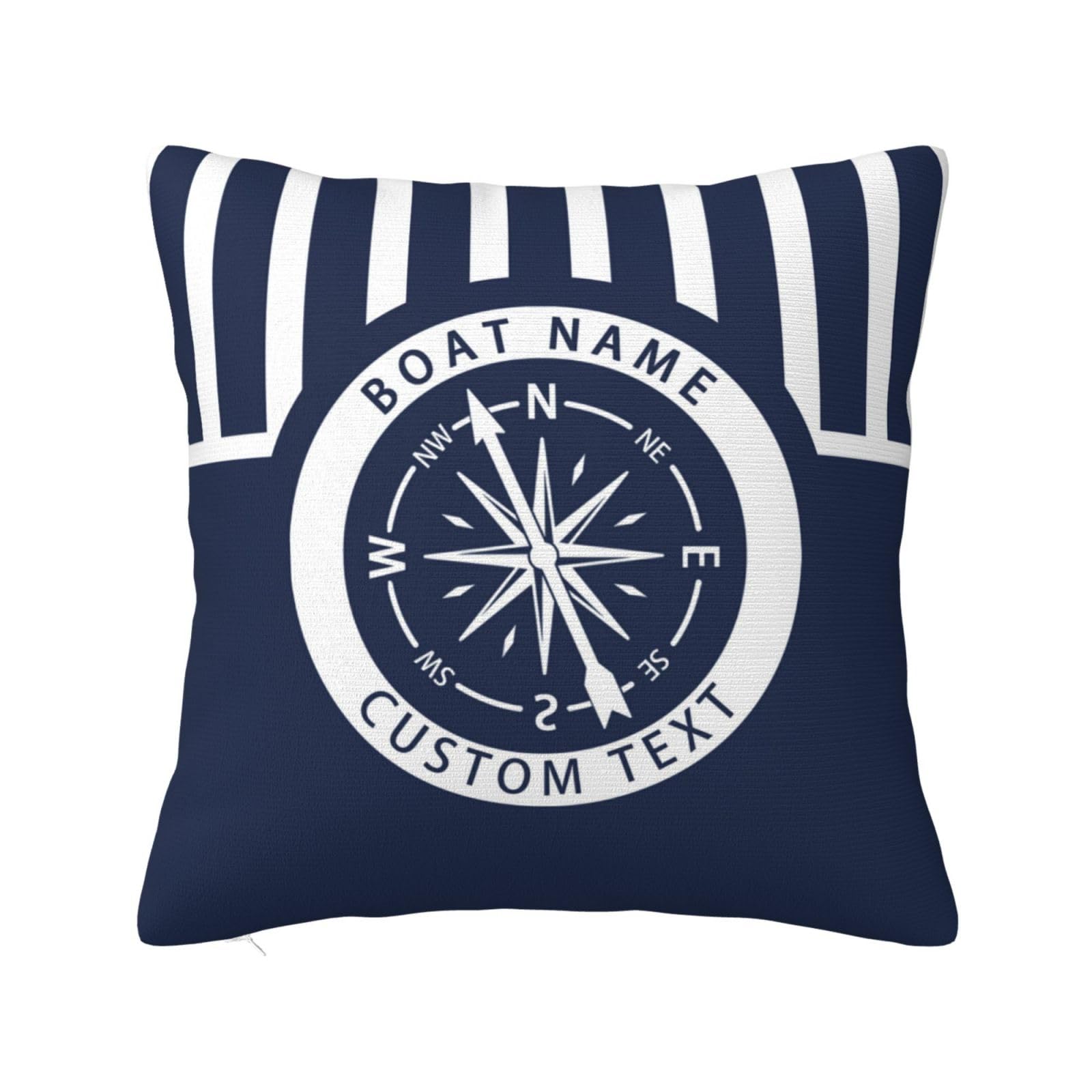 Personalized Nautical Theme Pillow Cover,Custom Sailor Sailing Yacht Captain Boat Name Cushion Cover Pillow Case for Boat, Beach House, Sofa & Car Decor