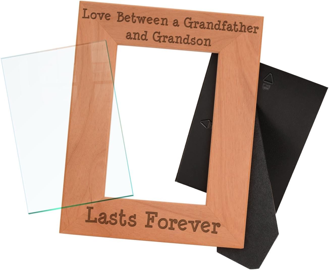 Grandpa Gifts from Grandson Love Between Grandfather and Grandson Lasts Forever Best Grandpa Gifts Natural Wood Engraved 4x6 Portrait Picture Frame Wood